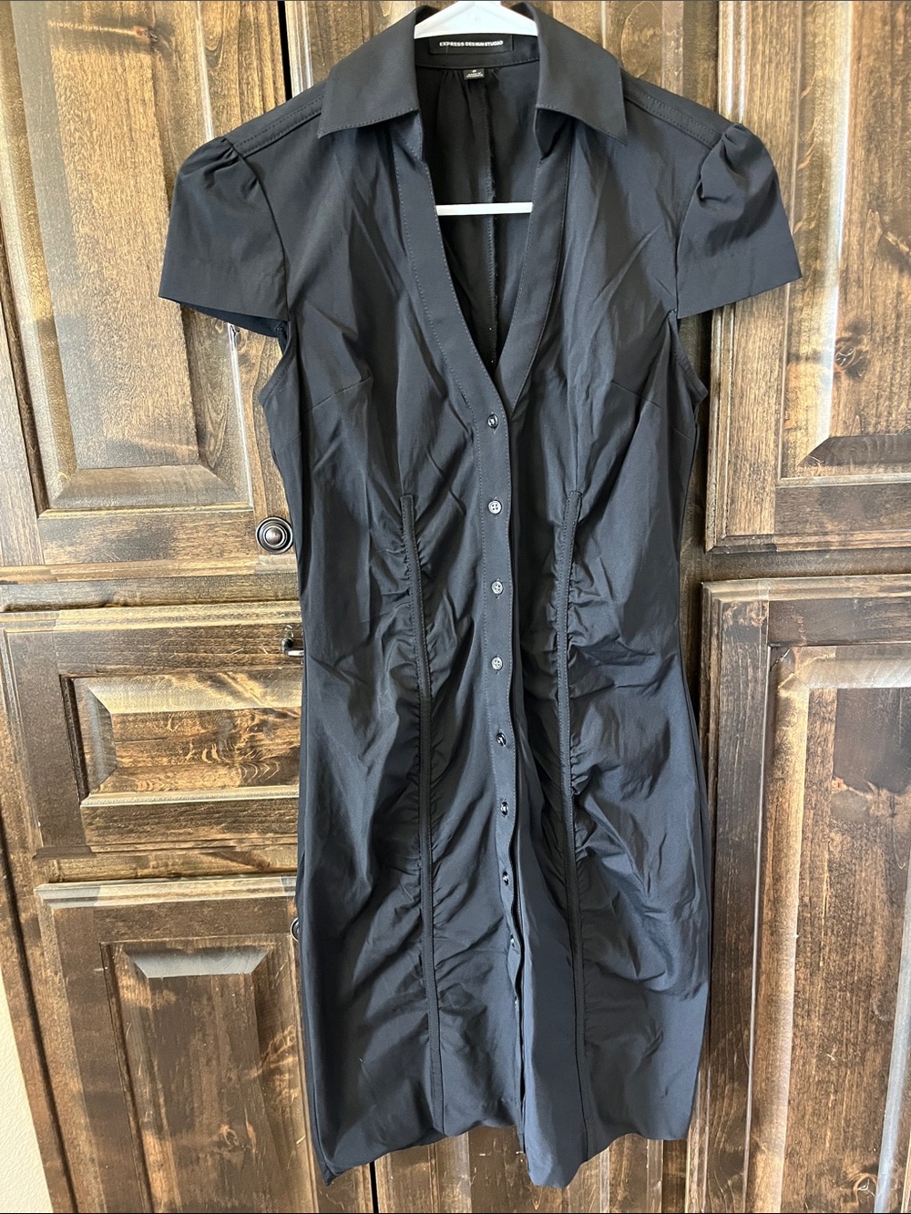 Express Black fitted button up dress